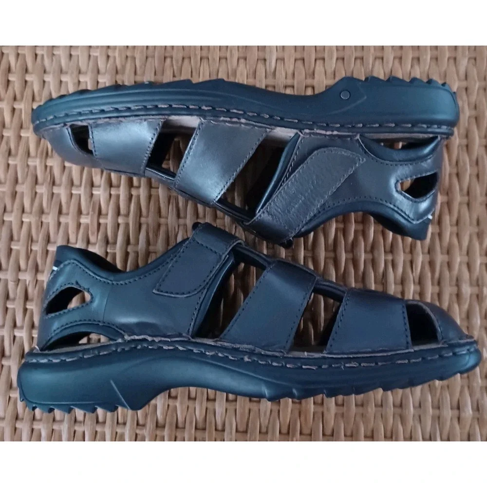 Josef Seibel Mens Leather Fisherman Sandals Dark Brown Closed Toe‎ EU 42 US 9